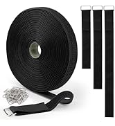 Opvixi Hook and Loop Straps 1inch x 32ft with 50 Metal Buckles, Cut to Length Cinch Straps Heavy ...