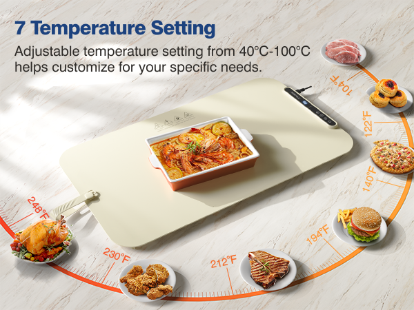 iTRUSOU Silicone Warming Mat for Food with 7 Level Temp