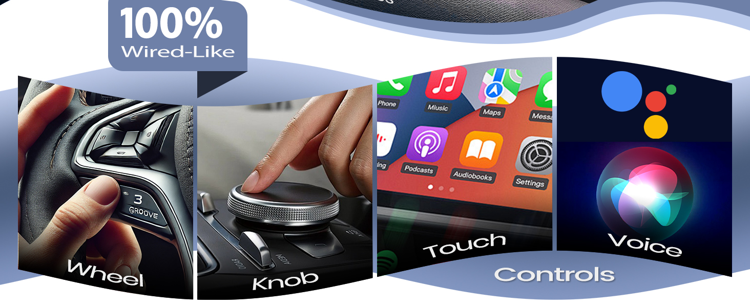 Versatile in-car gadget works with steering wheel, knob, touch and voice controls