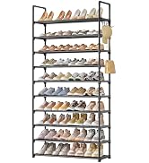 Kitsure Shoe Rack for Closet - 10-Tier Shoe Organizer with Hook Rack, Large-Capacity & Space-Savi...