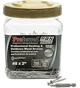 Proferred MAX Drive Professional Decking & Outdoor Wood Screws, Stainless Steel, 8 X 2", 6 Lobe 2...