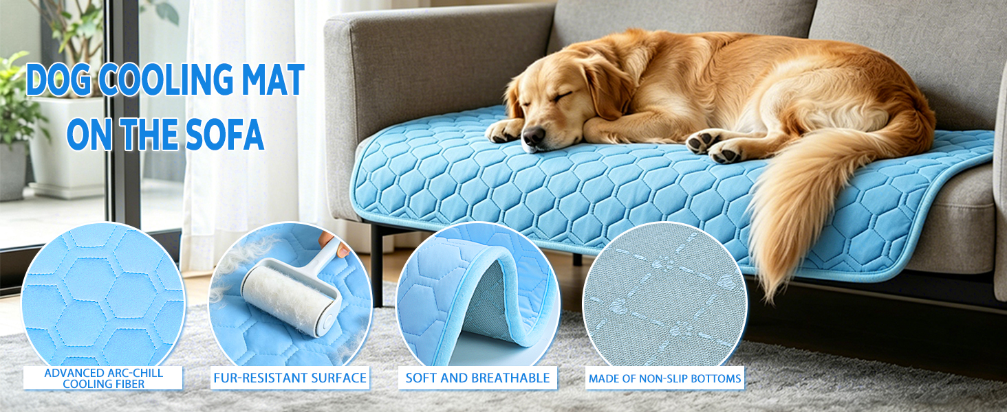 Dog cooling pad creates a cool relaxing area for multiple household pets