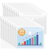 Sooez 20 Pack Plastic Envelopes File Folders, Rainforced Clear Folder Important Document Organize...