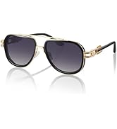 gesruny Men’s Acetate Aviator Sunglasses – Sculptural Metal Frame with Structured Temple Detailin...