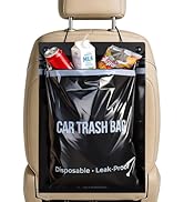 100 Count Recycled Disposable Car Trash Bags - 2.5 Gallon Heavy Duty Alternative to Bulky Car Tra...