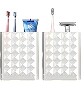 Toothbrush Holders Wall Mounted,Diamond Facet Tooth Brush Holder for Bathroom,2 Pcs Self-Adhesive...