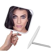 YEAKE Hand Mirror with Handheld Metal Stand, Table Desk Makeup Mirror Portable Travel for Multi-H...