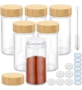 Segarty 3oz Spices Jars with Bamboo Shaker Lids, 6 Pack 90ml Round Spice Containers, Empty Glass ...