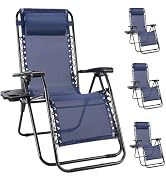 NEWBULIG Zero Gravity Chair Set of 4, Lounge Chair Folding Portable Adjustable Camping Reclining ...
