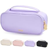 Sooez PU Pencil Case, High Capacity Pencil Bag, Aesthetic Pen Pouch with zipper, 3 Compartment Pe...