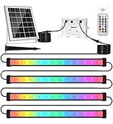 MEIKEE Solar RGBW LED Wall Washer Light 4 in 1, IP66 Waterproof Color Changing Solar LED Strip Li...