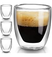 10oz Double Wall Espresso Cups Set of 4, Clear Expresso Shots Cup, Double Wall Insulated Espresso...