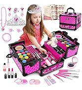 Hollyhi 65 Pcs Kids Makeup Kit for Girl, Washable Play Makeup Toys Set for Dress Up, Pretend Beau...