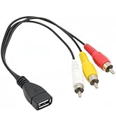 ELNONE 0.2M/0.65FT USB to 3RCA Cable, USB Female to 3 RCA AV Cable Adapter for PC TV (0.2M USB Fe...