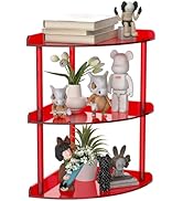 Sezanrpt 3 Tier Acrylic Corner Shelf Organizer Storage 9.5x9.5x15.7 Inch, Red Countertop Corner S...