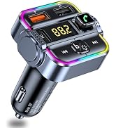 FM Transmitter for Car Bluetooth, Upgraded PD30W USB C & QC3.0 USB Charger Bluetooth 5.3 Radio Ad...
