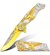 Vividstill Pocket Knife for Men, Cool Folding Knife With 3D embossed Bald Eagle, Great Gift Edc K...