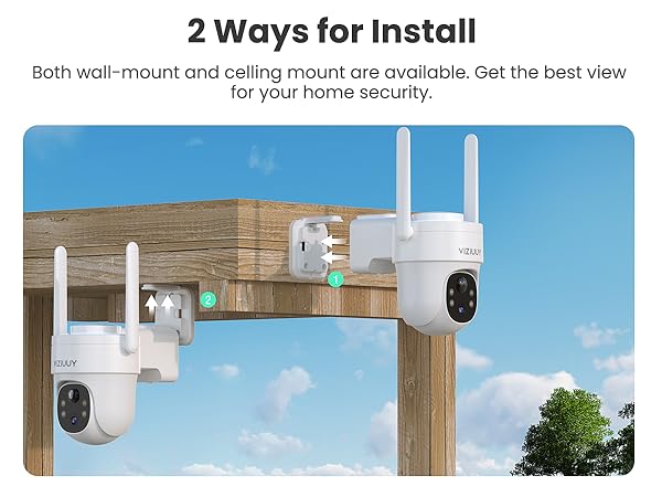 VIZIUUY solar security camera with all mount and celling mount
