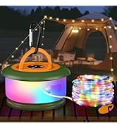 Bylitodt Camping String Lights, Retractable 32.8ft RGB Flash Lamp, Rechargeable Fairy LED Rope Li...