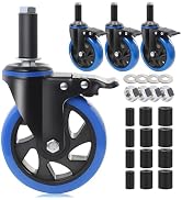 Enyke 5 Inch Prep Table Cater Wheels Set of 4, Threaded Swivel Expanding Stem Casters with Brake ...