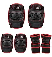 TXJ Sports Elbow and Knee Pads Kids with Wrist Guards Protective Gear for Skateboard Roller Skati...
