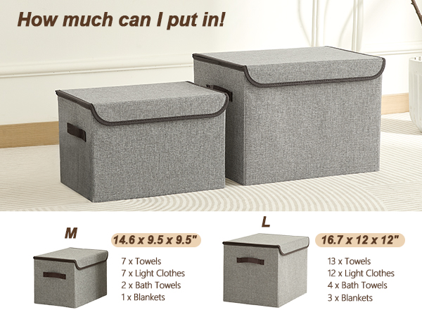 linen fabric foldable storage bins