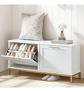 HOOBRO Shoe Bench with Storage, Shoe Storage Bench with 2 Flip Drawers, 39.4" Shoe Cabinet with B...