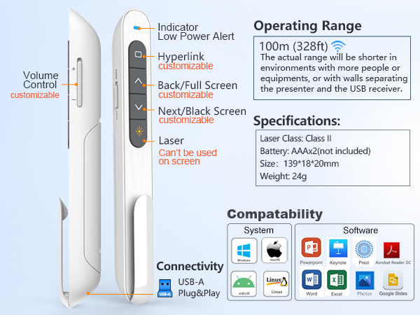 Norwii-N27-long-range-presentation-clicker-functions