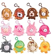 HiUnicorn Mini Animals Stuffed Coin Bag, Kawaii Keychain Wallet Cartoon Animals Coin Purse for Ki...