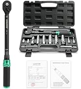 LLAVETOR 14PCS 3/8 Drive Torque Wrench 5-45ft.lb, Magnetic Spark Plug Socket Set with 3/8" Univer...