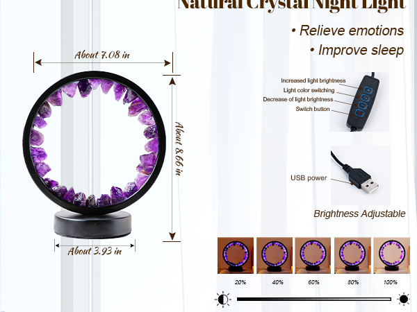 Raw Amethyst Round Table Lamp