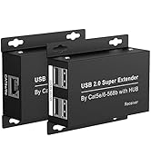 USB Extender Over Ethernet 200ft USB2.0 HUB RJ45 Cat5e 6 up to 480Mbps with Power Adapter 2 Camer...