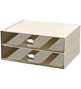 OSteed Spacious Desktop Storage Box, 2 Large Storage Drawers, Stackable Office Desk Drawer Organi...