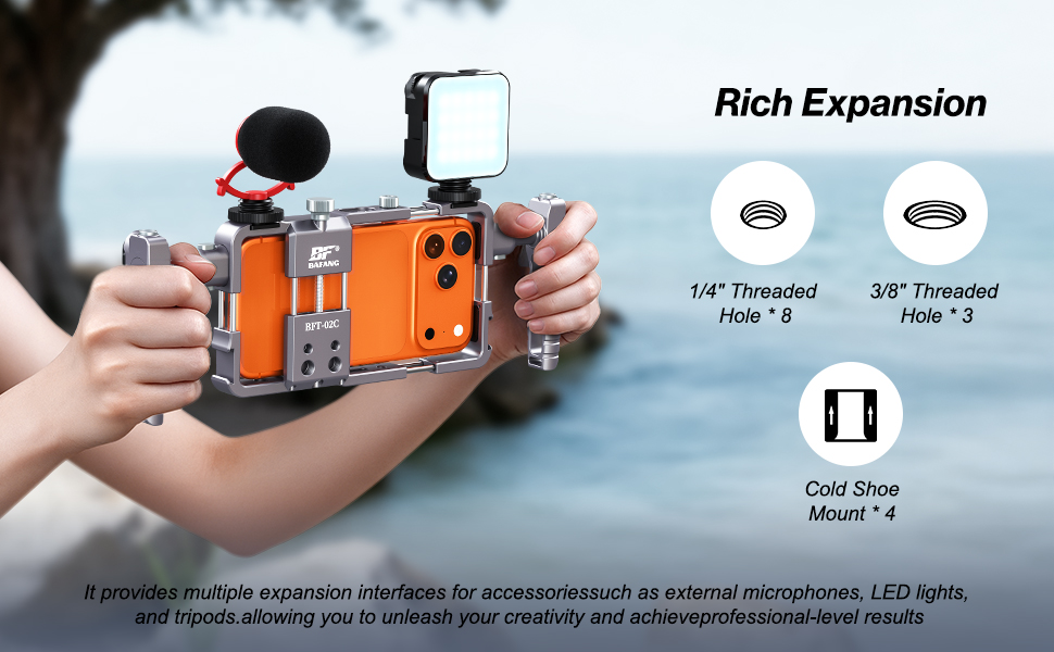Rich Expansion. Demonstration of BFT-02C electronic device or tool being used in various positions.
