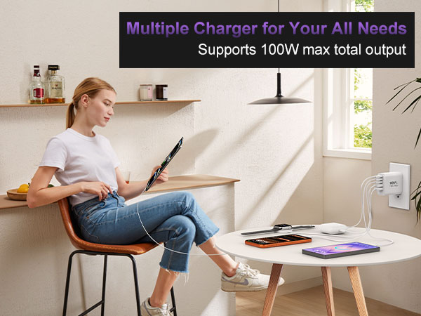 65w 100w usb c fast charger block cube type c charging blocks brick multiple ports