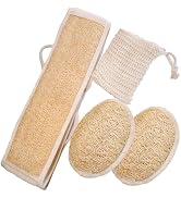 JouiiSiYa Natural Loofah Back Scrubber for Shower for Men and Women, Exfoliating Loofah Sponge wi...