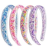 FROG SAC 4 Headbands for Girls - Kids Glitter Headband, Thin Little Girl Sprinkles Head Bands, To...
