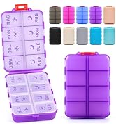 Foldable & Portable Pill Organizer 2 Times A Day with Extra Compartment - Etched Labels - Weekly ...