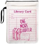 One More Chapter Pink Decor Book Sleeve for Women Teen Girls, Vintage Library Card Book Cover for...