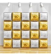 20PCS Gold Square Foil Balloons, Mylar Metallic Balloon Wall Tunnel Arch Kit Double Sided Gold&Si...