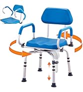 VEVOR Swivel Shower Chair 360 Degree, Adjustable Shower Seat with Pivoting Arms & Padded Bath Sea...