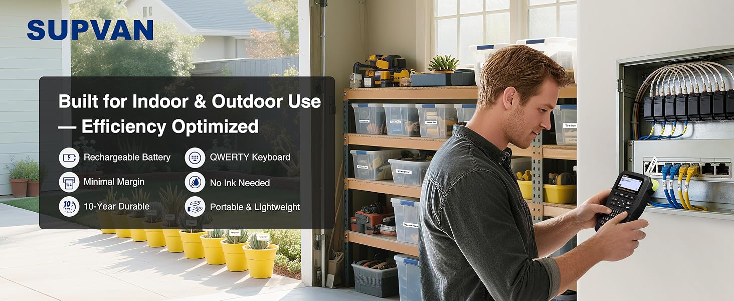 Keyboard Label Maker: Built for Indoor & Outdoor Use, Rechargable Battery, No Ink Needed
