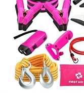 vioview Roadside Emergency Car kit for Vehicles, with 4 in 1 Inflatable Car Vacuum Cleaner, Pink ...