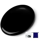 NUKAYAI Thumb Worry Stone Black Obsidian Crystal Stone Healing Crystals Pocket Oval Natural Stres...
