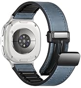 Charlam Magnetic Leather Bands Compatible with Samsung Galaxy Watch 8 Band 40mm 44mm, Galaxy Watc...