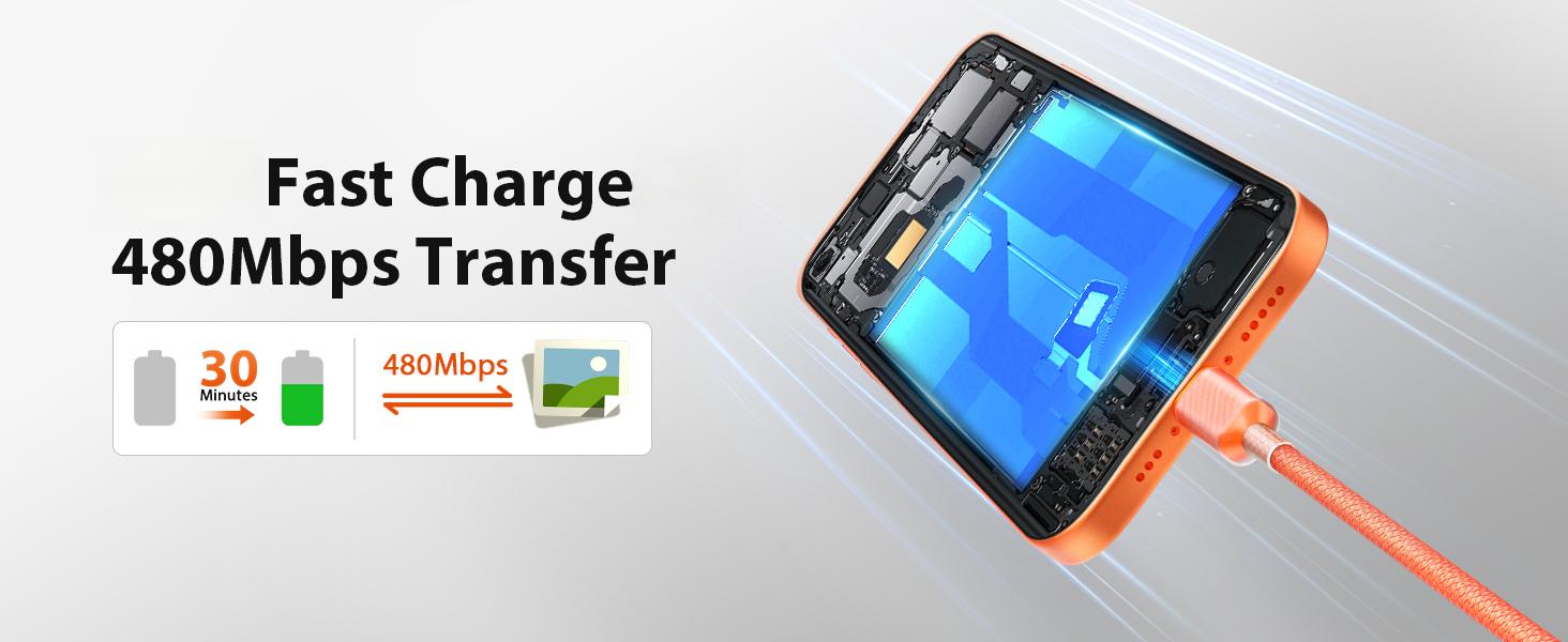 60W USB C cable fast charging