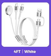 White Travel Essentials for Apple Watch Charger,Multi Charging Cable for iPhone 17,iWatch Charger...