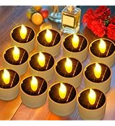 Solar Tea Lights Outdoor Waterproof - 12 Pack Flameless Flickering Solar Candles Reusable LED Tea...