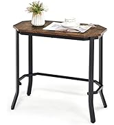 Giantex Narrow End Table, Industrial Sofa Side Table with Rustic Tabletop & Stable Steel Frame, W...