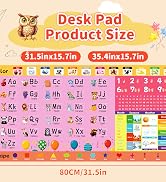 Carethos Cute Desk Mat Early Education Leather Desk Pad Protector, Kawaii Pink Letter Digital Wat...
